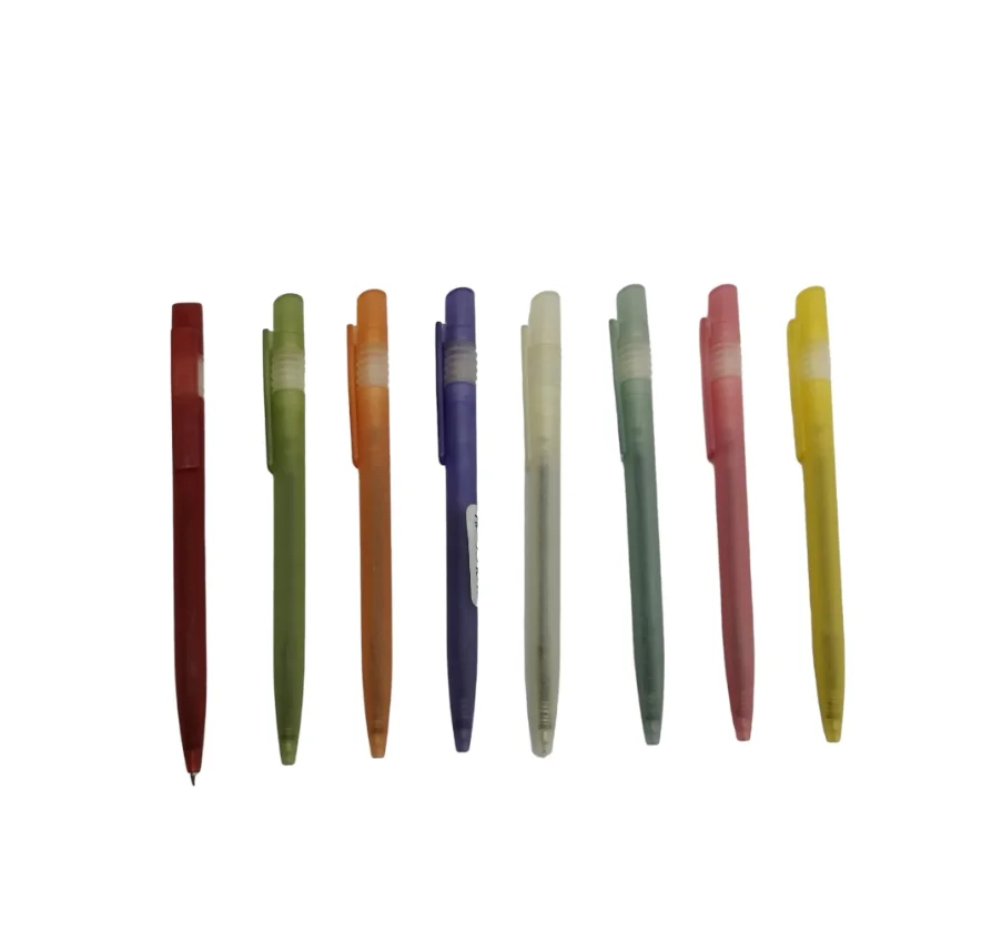 TPI534D Bolígrafo Plástico Transparente Rosado Rojo Azul Violeta Amarillo Naranja Verde