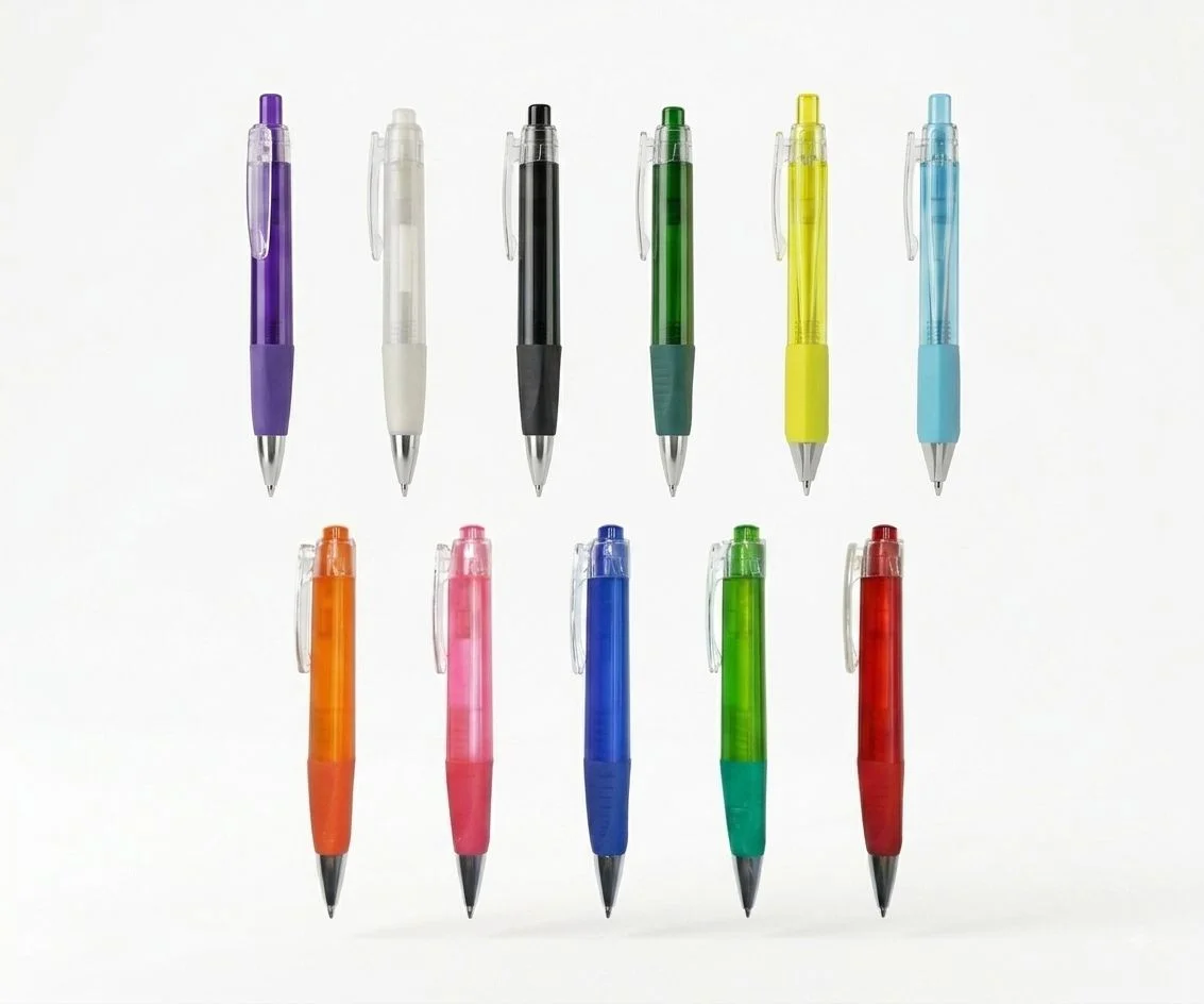 TPO902 Bolígrafo Plástico Triangular Negro, Verde, Amarillo, Naranja, Rojo, Rojo, Azul, Morado, BlancoTurquesa