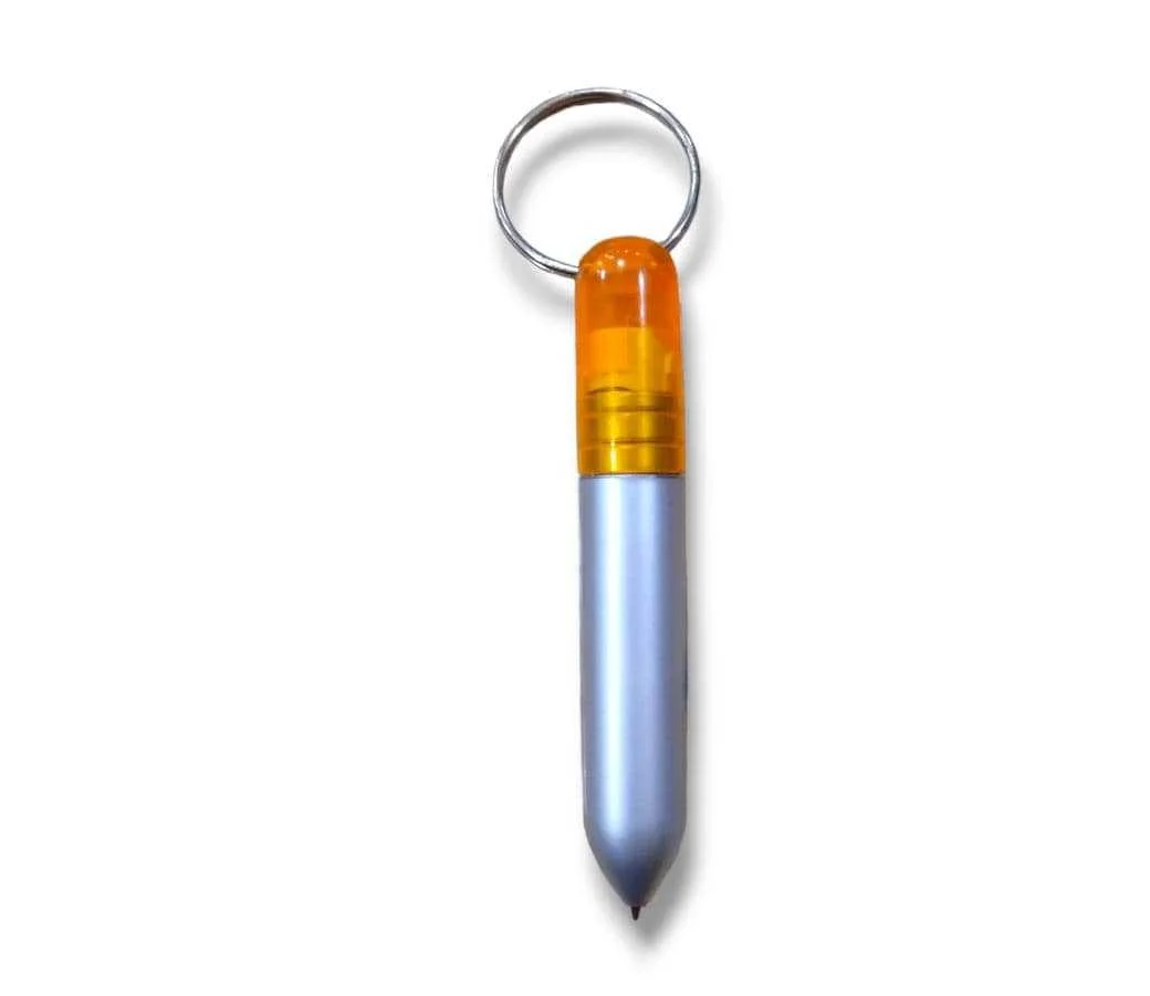 APL08 Boligrafo Plastico Llavero Gris , Naranja