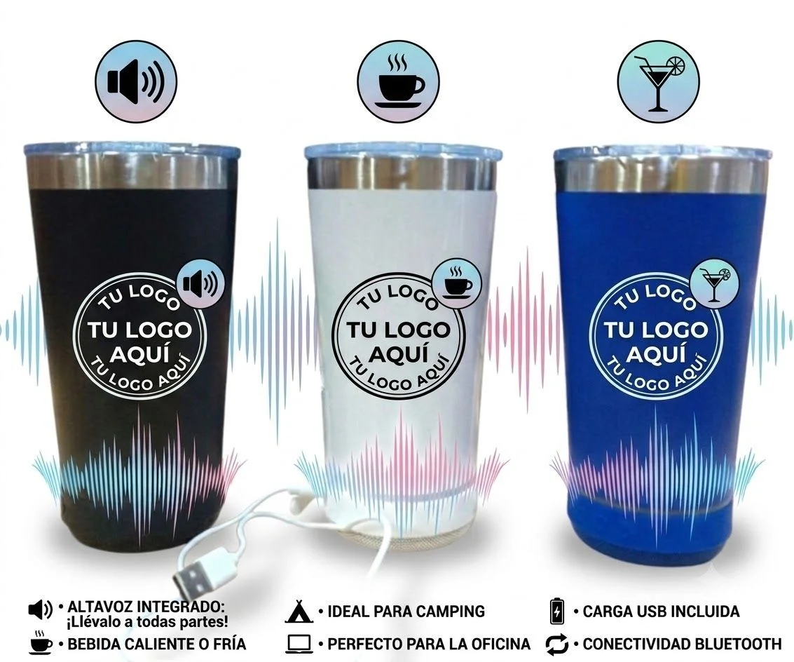 TPC9133 Vaso Termico con corneta Bluetooth Azul , Blanco , Negro
