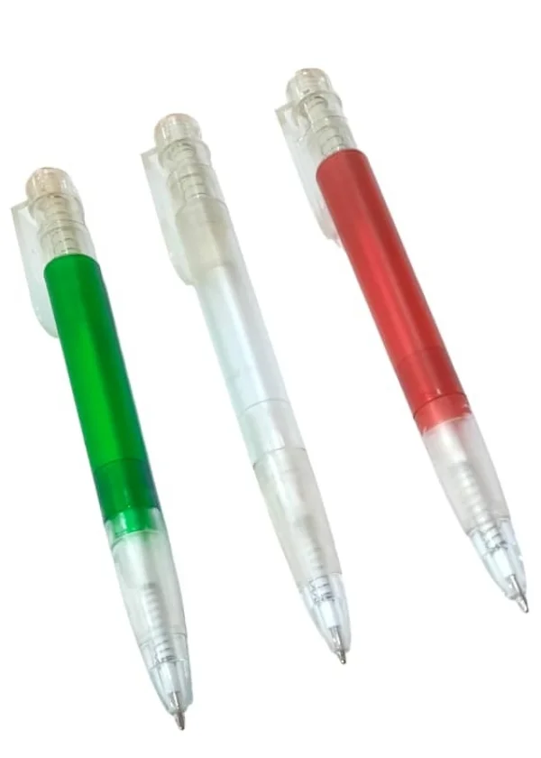 TPT004 Bolígrafo Plástico Transparente, Verde , Rojo