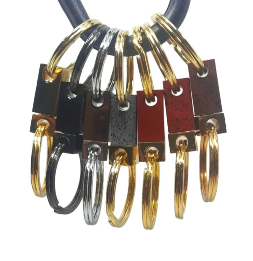 TPIDK Llavero Metálico Doble Dorado, Gris , Marron , Negro , Plata, Rojo