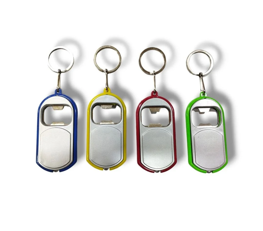 TPY200 Llavero Destapador con Linterna Cuadrado Amarillo, Azul, Rojo, Verde