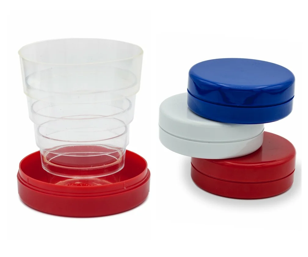 K1573 Vaso Plegable auto camping escolar Azul Blanco Rojo *