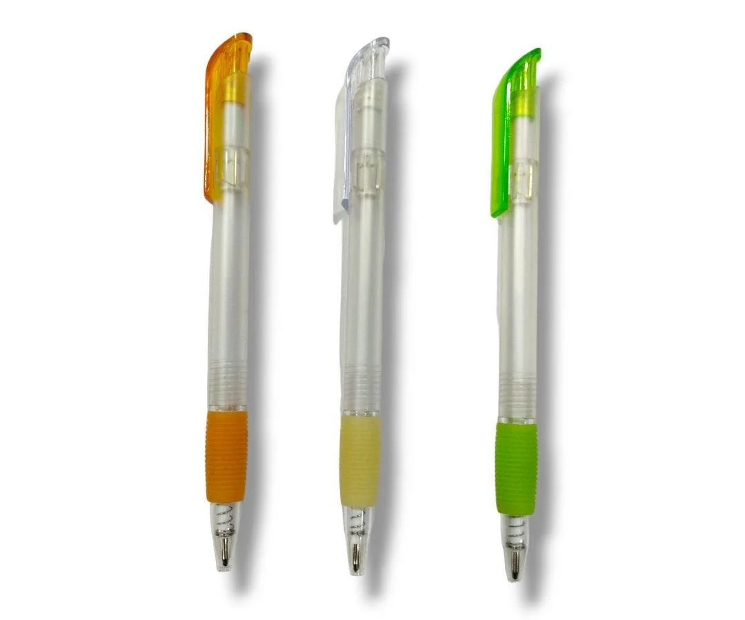 TPQ6484 Boligrafo Plastico Transparente con Blanco , Naranja , Verde