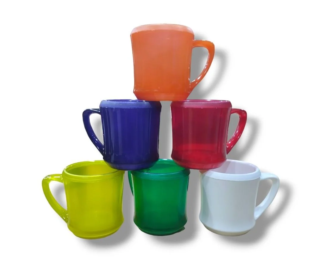 TPE121 Taza Acrilica Azul, Amarillo, Blanco, Naranja, Rojo, Verde