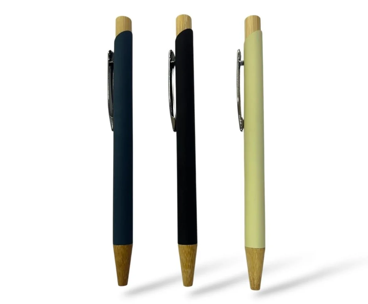 TPF24694 Bolígrafo Metal Clip Bamboo Beige , Negro, Azul
