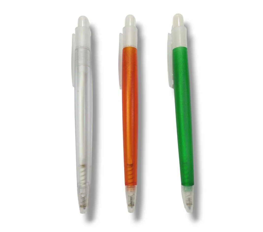 APL23 Boligrafo Plastico Naranja , Transparente , Verde