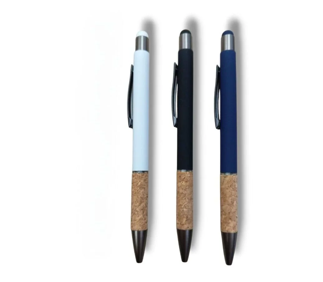 TPC17555 Bolígrafo Metal Touch con corcho Azul Marino, Blanco , Negro
