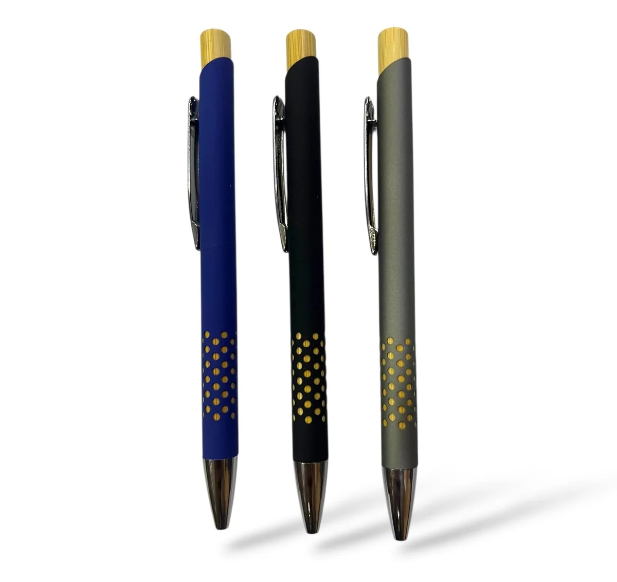TPF24695 Bolígrafo Metal con Clip Bamboo Negro, Azul, Gris